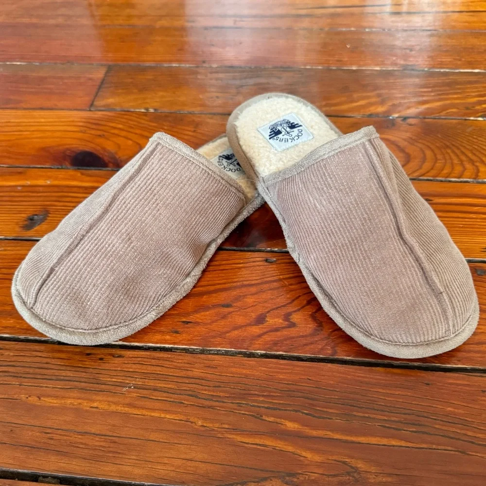 Dockers Slippers Kids Large 2-3 Brown Corduroy Fleece